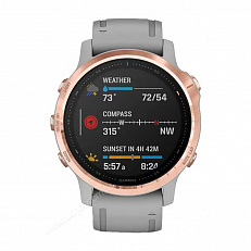 Часы gps Garmin Fenix 6S Sapphire розовое золото с серым ремешком