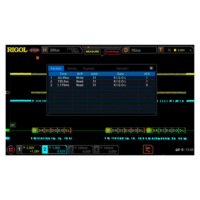 Опция анализа и запуска по шинам I2C/SPI DS8000-R-EMBD